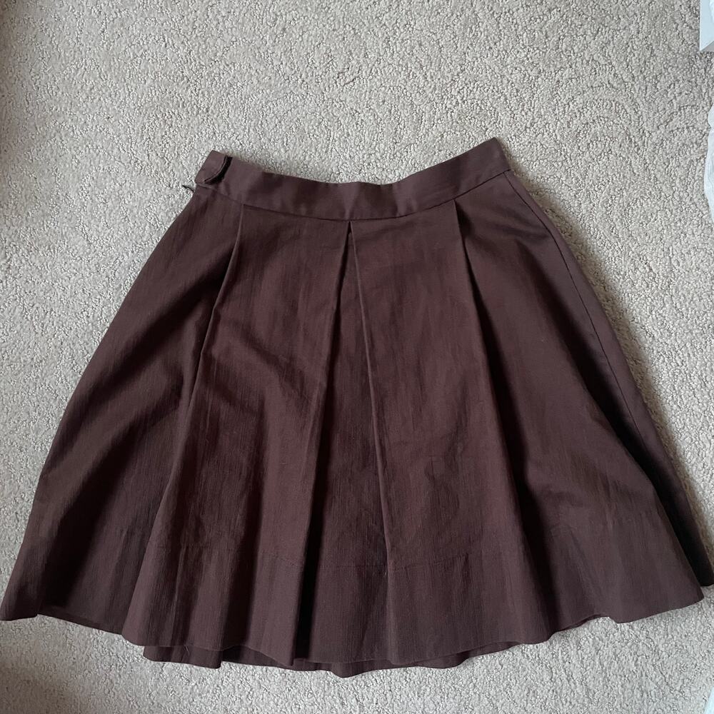 Jennifer Reale brown pleated knee-length skirt 0